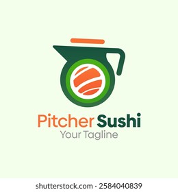 Pitcher Sushi Logo Design Template. Good for Business, Agency, Community and Organization