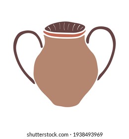 Pitcher with two handles. Vector element for the design.