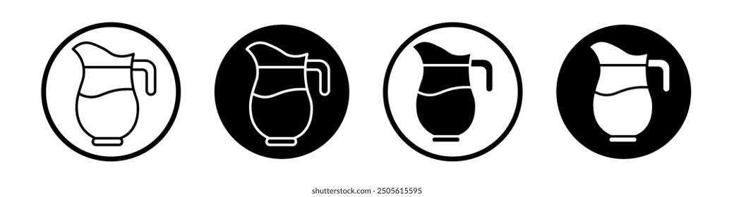 Pitcher Vektor Symbol Set schwarz gefüllt und umrissen Stil.