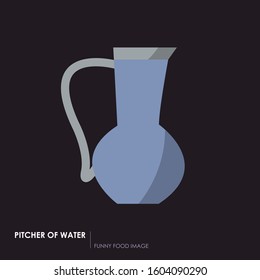 Pitcher of water Icon. Funny food image.