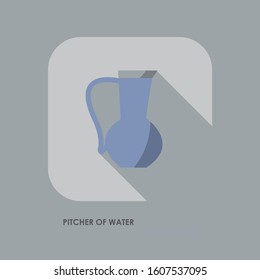 Pitcher of water Icon. Funny food image.