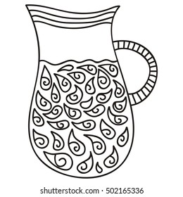 Pitcher of water. Vector illustration.