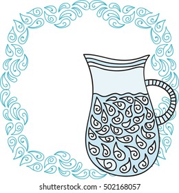 Pitcher of water. Vector illustration.