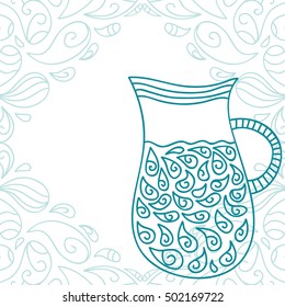 Pitcher of water. Vector illustration.