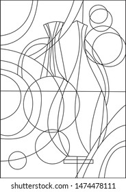 Pitchers and balls. Hand drawing coloring for children and adults. beautiful drawings with patterns and beautiful details.