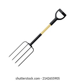 Pitchfork. An agricultural tool used for loading and unloading hay and other agricultural products. A garden tool. Vector illustration isolated on a white background for design and web.