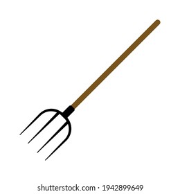 pitchfork for agricultural work with hay and grass, vector pitchfork simple drawing