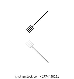 Pitchfork. Black symbol on white background. Simple illustration. Flat Vector Icon. Mirror Reflection Shadow. Can be used in logo, web, mobile and UI UX project