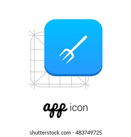 Pitchfork Blue Mobile App UI/UX Button Corporate Logo / Icon Design