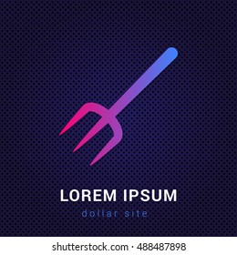 Pitchfork Blue & Red colorful gradient attractive bright material Icon / Logo Design