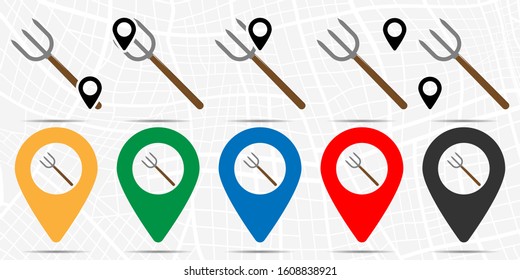 Pitchfork color icon in location set. Simple glyph, flat illustration element of halloween theme icons