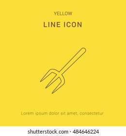 Pitchfork Cute yellow thin line icon / logo Design