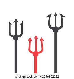 Pitchfork Devil Set. Trident Devil Icon. 