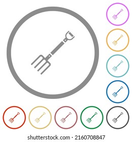Pitchfork flat color icons in round outlines on white background