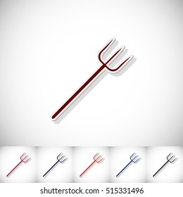 Pitchfork. Flat sticker with shadow on white background. Vector illustration