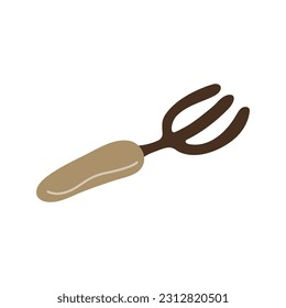 Horquilla, herramienta de jardinería. Ilustración vectorial del elemento de jardín. Estilo plano. 