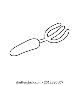 Pitchfork,  gardening tool. Vector illustration of garden element. Outline style. 