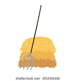 pitchfork and hay isolated icon