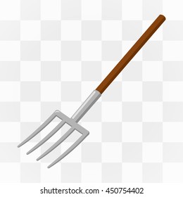 Pitchfork icon cartoon. One icon of a large farm, gardening collection.