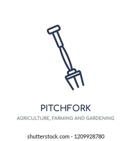 Pitchfork icon. Pitchfork linear symbol design from Agriculture, Farming and Gardening collection. Simple outline element vector illustration on white background.