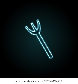 pitchfork icon in neon style. Simple outline vector of halloween set for UI and UX, website or mobile application