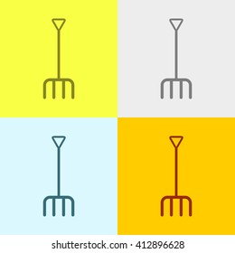 Pitchfork Icon on Four Different Backgrounds. Eps-10.