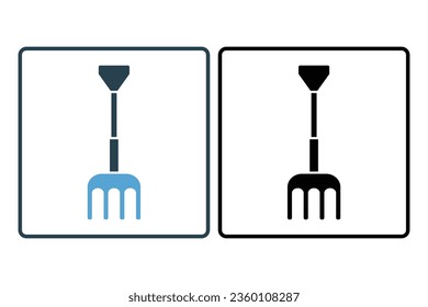 Pitchfork Icon. Icon related to Farming And Farm. Suitable for web site design, app, user interfaces. Solid icon style. Simple vector design editable