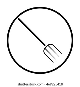 Pitchfork icon. Thin circle design. Vector illustration.