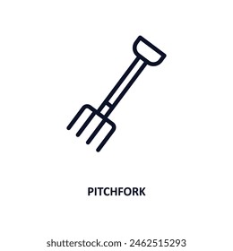 pitchfork icon. Thin line pitchfork icon from agriculture and farm collection. Outline vector isolated on white background. Editable pitchfork symbol can be used web and mobile