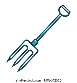 Pitchfork icon vector in line colour style design