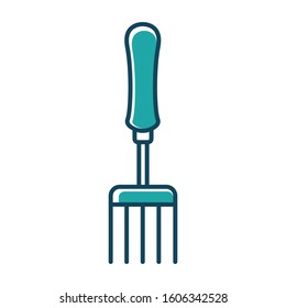 Pitchfork icon vector in line colour style design