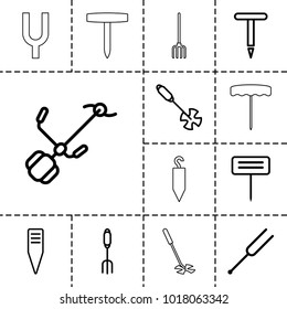 Pitchfork icons. set of 13 editable outline pitchfork icons such as pitchfork, gardening tool