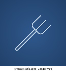 Pitchfork line icon for web, mobile and infographics. Vector light blue icon isolated on blue background.