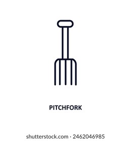pitchfork outline icon. Thin line icon from agriculture farming and gardening collection. Editable vector isolated on white background