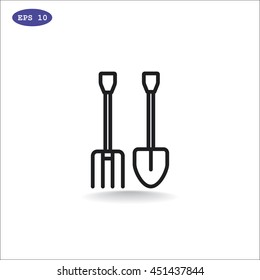  Pitchfork shovel icon Vector.
