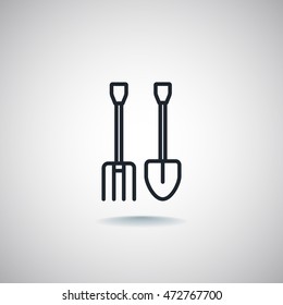  Pitchfork shovel icon Vector.