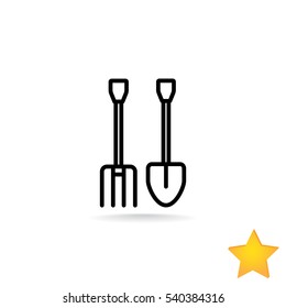  Pitchfork shovel icon Vector.