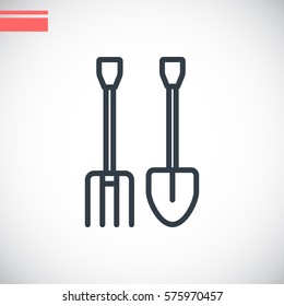 Pitchfork shovel icon Vector.