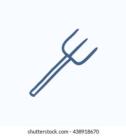 Pitchfork sketch icon for web, mobile and infographics. Hand drawn pitchfork icon. Pitchfork vector icon. Pitchfork icon isolated on white background.
