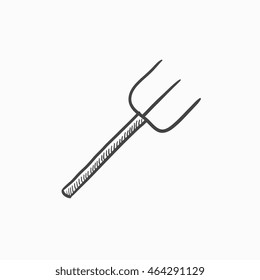 Pitchfork sketch icon for web, mobile and infographics. Hand drawn pitchfork icon. Pitchfork vector icon. Pitchfork icon isolated on white background.