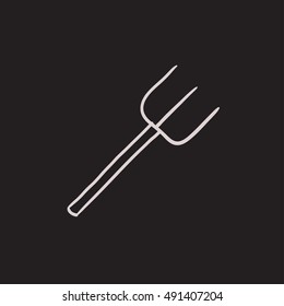 Pitchfork sketch icon for web, mobile and infographics. Hand drawn pitchfork icon. Pitchfork vector icon. Pitchfork icon isolated on white background.