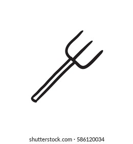 Pitchfork sketch icon for web, mobile and infographics. Hand drawn pitchfork icon. Pitchfork vector icon. Pitchfork icon isolated on white background.