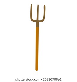 Herramienta de horquilla en estilo de dibujos animados planos ilustración aislada para la cosecha de otoño temas rústicos y del campo