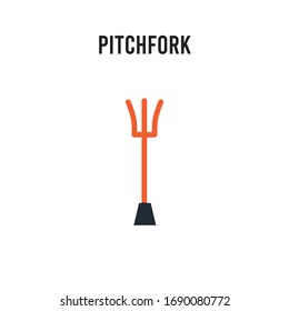 Pitchfork vector icon on white background. Red and black colored Pitchfork icon. Simple element illustration sign symbol EPS