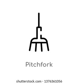 pitchfork vector line icon. Simple element illustration. pitchfork outline icon from agriculture farming concept. Can be used for web and mobile