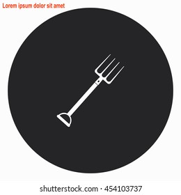 Pitchfork web icon. Gray circle button with white illustration.