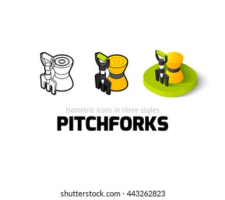 Pitchforks icon, vector symbol in flat, outline and isometric style