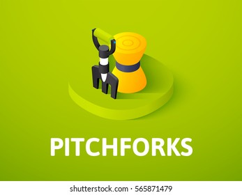 Pitchforks icon, vector symbol in flat isometric style isolated on color background