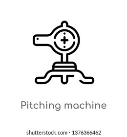 pitching machine vector line icon. Simple element illustration. pitching machine outline icon from technology concept. Can be used for web and mobile