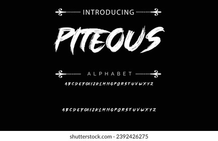 Pincel de estilo Piter pintado con letras vectoriales mayúsculas, alfabeto, tipo de letra.